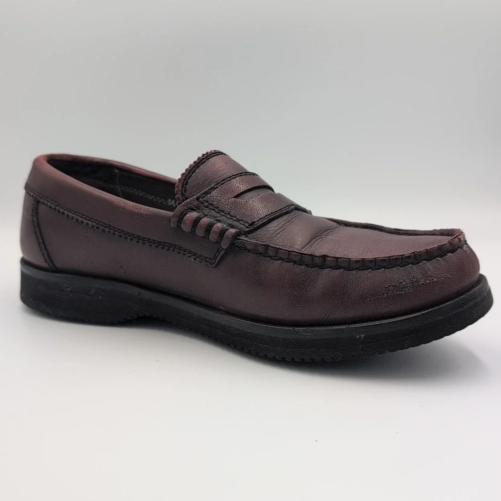 Rockport Vibram Leather Loafers Shoes Men's Size 12 M Medium Brown Beef Roll